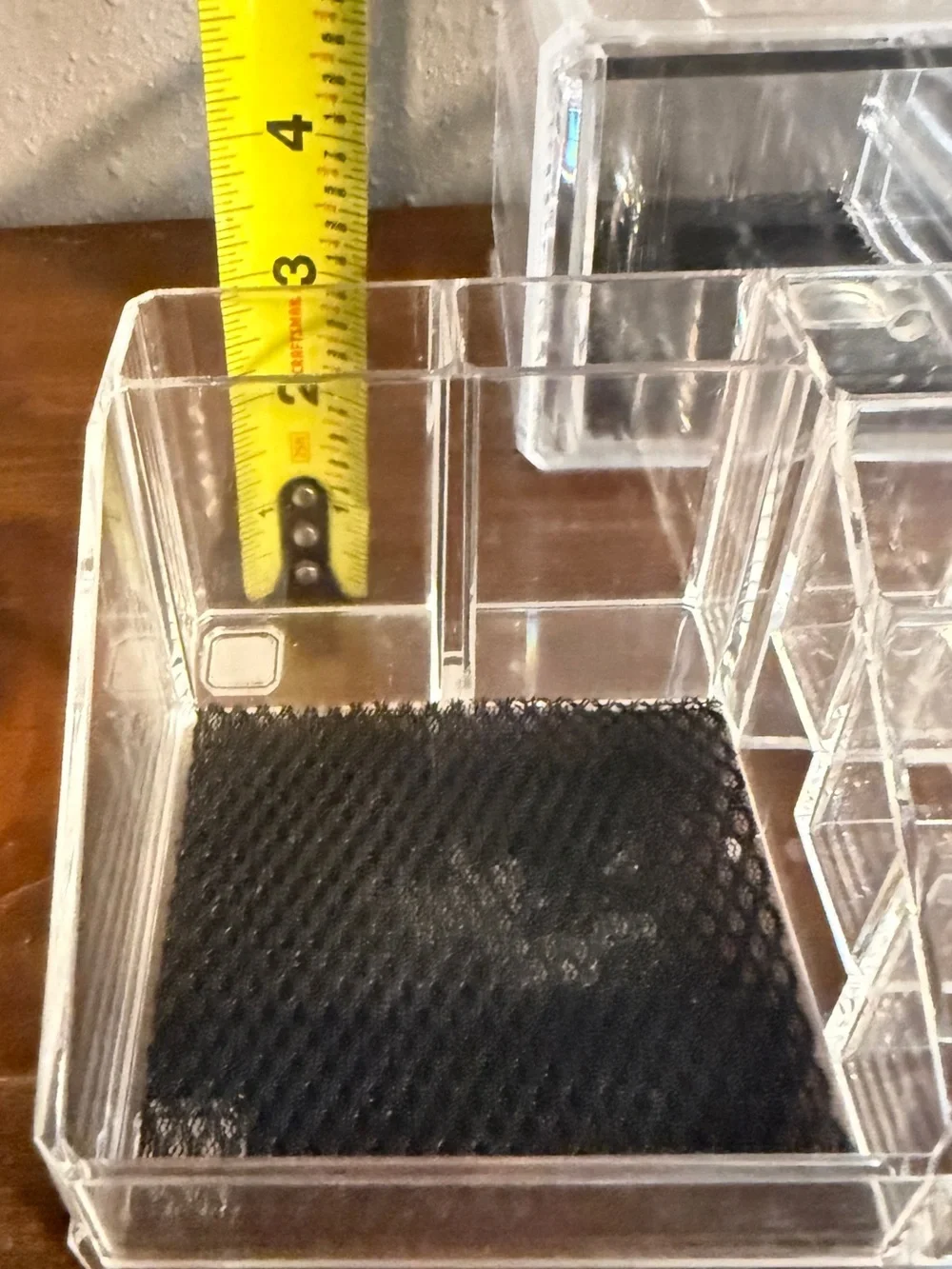Makeup or Jewelry Organizer Clear Acrylic 4 Lined Drawers 9.5” x 5” x 7”